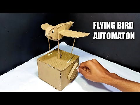 How To Make Flying Bird Automaton | Easy Invention from cardboard