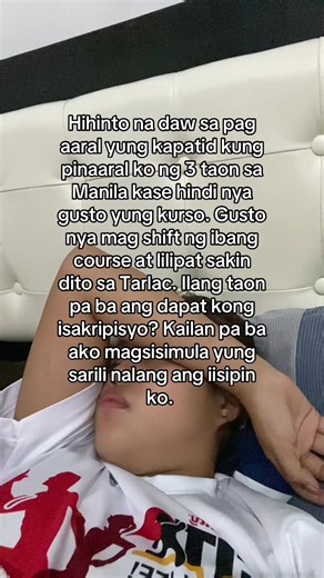 8 kami magkakapatid. Mag 27 nako this year ako lang inaasahan ng tatay ko sa allowance nya sa Leyte tapos kargo ko pa bunso kong kapatid na college student. Lord gabayan mo ko sa mga desisyon ko sa buhay. Walang ibang nakaka intindi kung gaano kabigat yung nararamdaman ko ngayon. #breadwinner #provider