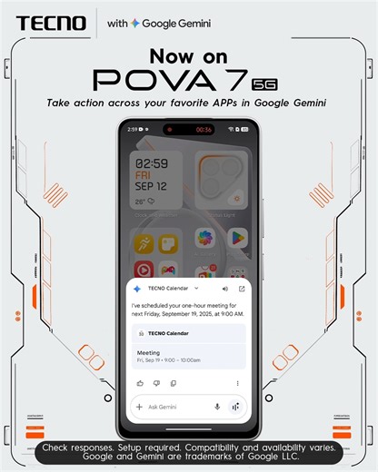 Meet the all-new Gemini Smart Assistant! 🌟 Gemini is now deeply integrated into your phone, making life smarter and easier: ✨ Quick Activation: Wake it with your voice or a quick button press. 📱 System Integration: Manage Calendar, Notes, and Alarms with simple voice commands. 🤖 Cross-App Tasks: Extract key points from documents or YouTube tutorials with ease. 🌍 Multilingual Support: Smarter in Indonesian, Hindi, French, and more. 🎉 Gemini Live: Directly connect with TECNO APPs like Calenda