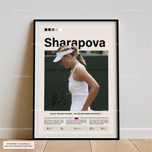 Maria Sharapova Poster, Sharapova Tennis, Framed Grand Slam Print, Tennis Champion Decor, Sports Artwork, Maria Sharapova Wall Art, Print - Etsy
