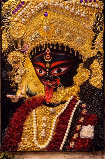 Mahakali 3D Resin Wall Art | Textured Gold Hindu Goddess Kali Painting Sacred Hanging. - Etsy