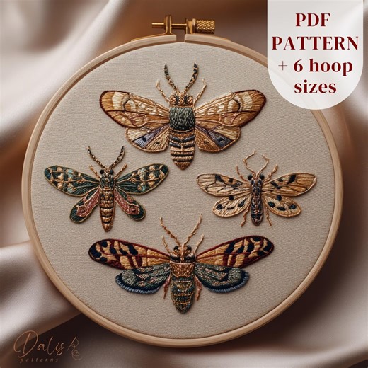 Gothic Insects Embroidery Pattern PDF, Entomology Collection Hoop Art Design - Etsy