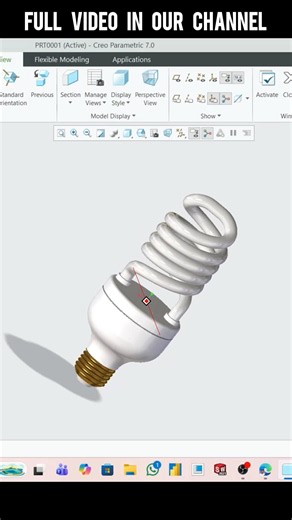 Compact fluorescent lamp in creo 💯 #shorts #animation #engineering