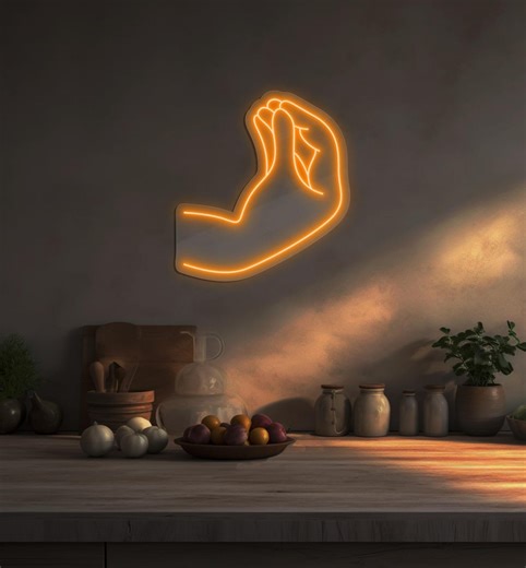 Italian Hand Neon Sign, Hand Gesture LED Wall Art, Decor for Kitchen, Cafe, Restaurant - Etsy UK