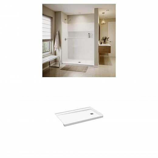 Bootz Industries NexTile 60 in. x 34 in. Alcove Shower Wall Surround and ShowerCast 60 in. x 34 in. Shower Pan Combo - The Home Depot