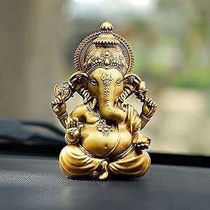 Artarium Ganesha Idol for Car Dashboard Decorative Ganesh Murti for Diwali Pooja Vighnaharta Lord Ganesha Statue for Home Temple Decor and Spiritual Gift Height 3.5 Inch