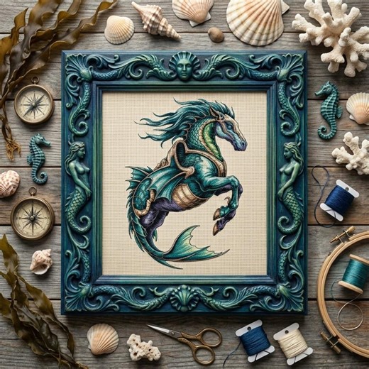 Sea Dragon Cross Stitch Pattern: Fantasy Aquatic Dragon Embroidery PDF - Etsy
