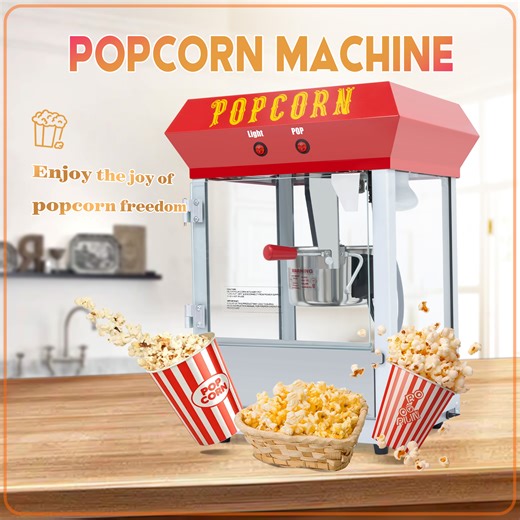 Chicdaze 6oz Tabletop Popcorn Machine, Vintage Movie Theater Style Countertop Popcorn Maker Popper with Warming Light, Serves 6-8 People, Perfect Holiday Gift for Home & Parties-Red.