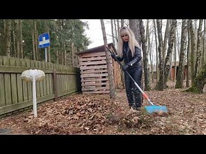 4K,Granate Styling, walking outdoor, garden work in winter, leather pants, thigh high rubber boots