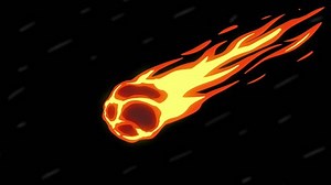 Meteorite Asteroid burning and falling on the night view Cartoon Animation on the green screen