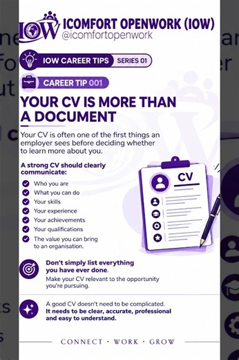 IOW Career Tips Series 01 | Your CV Is More Than a Document | Icomfort Openwork