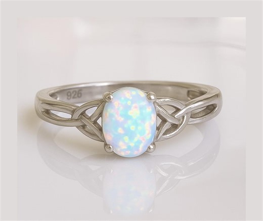 White Fire Opal Ring: Sterling Silver, October Birthstone - Etsy
