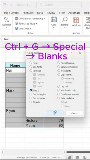 Excel: Fill Blank Cells with Value Above (Fast Method) #Shorts