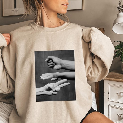 Rock Paper Scissors Sweater – Retro Game Graphic Sweatshirt, Nostalgic Crewneck, Fun Gamer Gift- Unisex Sweater - Etsy