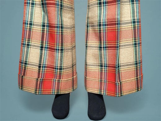 1970s Vintage Plaid Slacks Cuffed Deadstock Wide Leg High Rise (30 X 34) - Etsy
