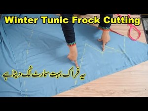 Winter Frock Cutting and Stitching easy method || ladies Frock cutting and stitching || Tunic frock