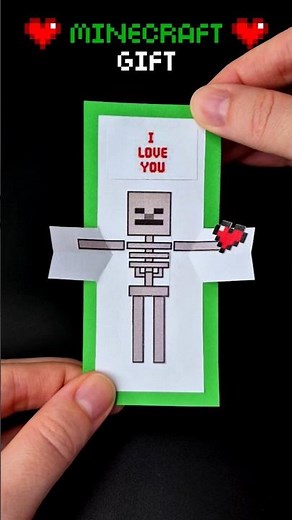 DIY Minecraft Skeleton I LOVE YOU Card ❤️ How to Make a Pop Up Hug Card 🤗 Easy Paper Craft #diy