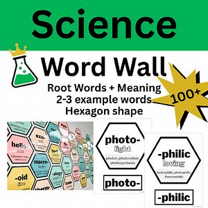 Science Vocab Root Words - Printable Hexagon Word Wall - Middle   High School