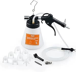 Orion Motor Tech Brake Bleeder, Pneumatic Brake Fluid Bleeder Kit with 8 Master Cylinder Adapters, 1L Vacuum Brake Bleeder for Solo Brake Fluid Replacement, Brake Fluid Bleeder Kit