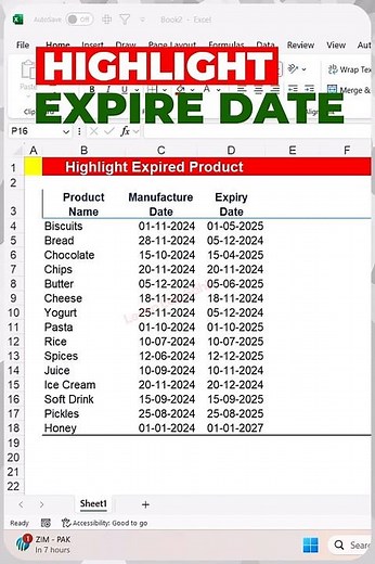 Highlight Expiry Date via Conditional Formatting 📈💯🤯 #ExcelTips #ConditionalFormatting #ExcelShorts