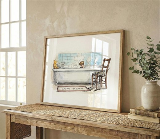 Vintage Kids Bathroom Decor Printable, Classic Pooh Bath Time Art, Christopher Robin in Tub, Funny Washroom Print, E.H. Shepard Sketch - Etsy UK