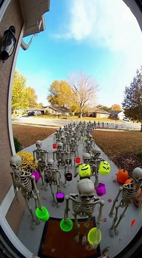 Mini Skeletons Invade the Neighborhood | Funny Halloween Doorbell Footage
