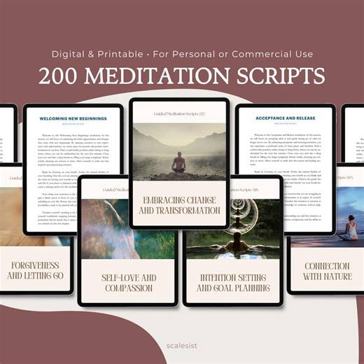 200 Guided Meditation Scripts: Mindfulness, Healing, Anxiety, Personal or Commercial Use (PDF   Editable DOCX) - Etsy