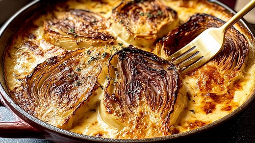 Creamy Cabbage Gratin with Onion and Gruyère