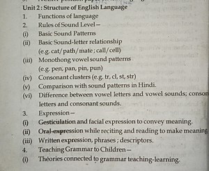 Unit 2: Structure of English LanguageFunctions of languageRul... | Filo