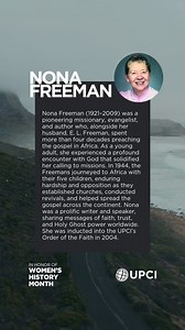During Women's History Month, we honor the legacy of leaders such as Nona Freeman. Her influence shaped the Apostolic movement and continues to inspire Apostolic believers today. Read more about her life and ministry at https://oof.upci.org/minister-bio/nona-freeman | United Pentecostal Church International