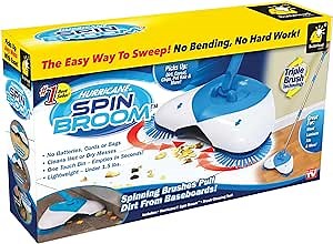 Hurricane Spin Broom by BulbHead - As Seen on TV- Original Lightweight. Cordless Spinning Broom for Sweeping Hard Surfaces Like Wood, Tile, and Laminate