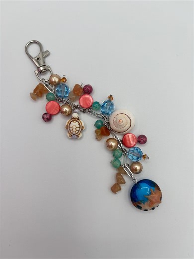 Ocean Starfish Bag Charm – One-of-a-kind Coastal Beaded Keychain | Natural Shell & Stone | Handmade Gift - Etsy