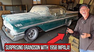 Surprising him with grandpa’s beautifully restored 1958 Impala