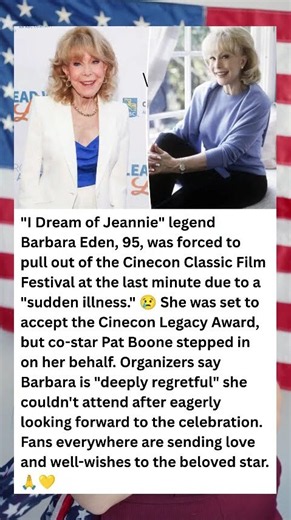 🚨 Barbara Eden, 95, Cancels Appearance Due to "Sudden Illness" — Fans Send Prayers 🙏