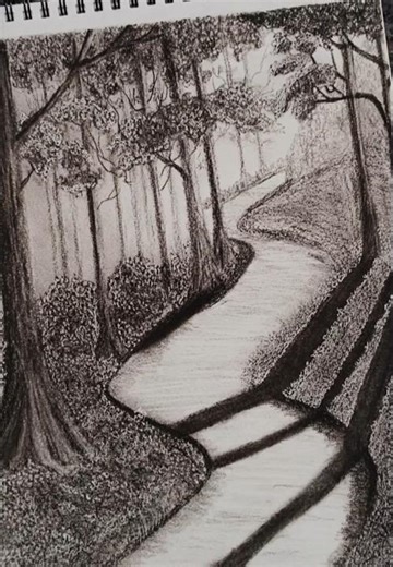 Forest drawing easy | how to draw forest scenery #shorts #forest #art