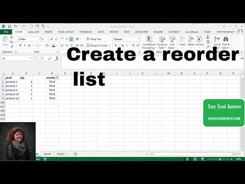 Create a reorder list in Excel