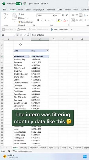 Never going to miss date filters again #excel #exceltips #spreadsheets #tiktoktaughtme