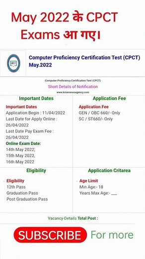 CPCT परीक्षा मई 2022 | CPCT Exams