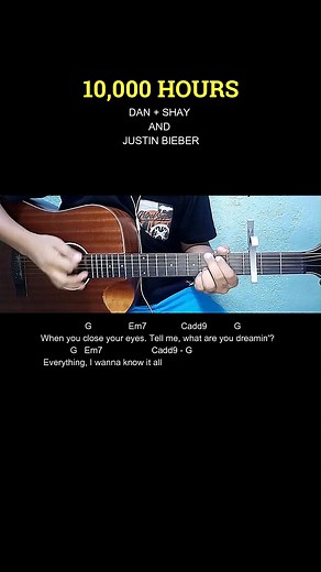5.1K views · 155 reactions | 10,000 Hours - Dan + Shay And Justin Bieber | Guitar Tutorial | Guitar Chords #justinbieber #10000hours #reels #guitarlessons #guitartutorial | Boss Biong | Facebook
