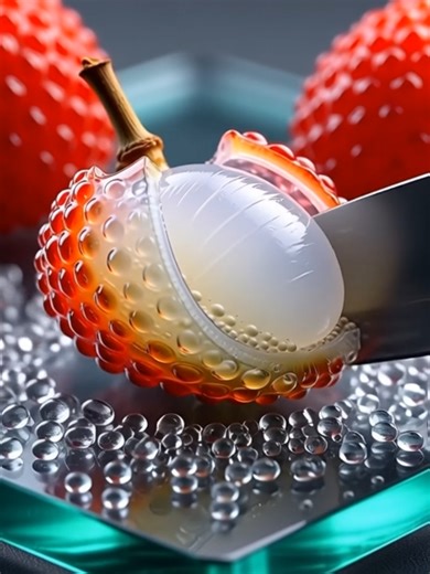 Glass lychee ASMR cutting 😱#asmr #FYP #unfreezemyaccount #glasscutting #Satisfying