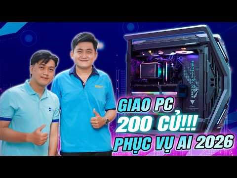 Unboxing and handing over a 200 million VND PC setup to an AI company.