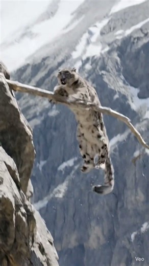 Snow Leopard’s Impossible Mid-Air Save 😱