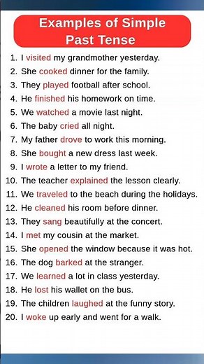 Simple Past Tense | 20 Easy Sentences for Beginners | Learn English Grammar