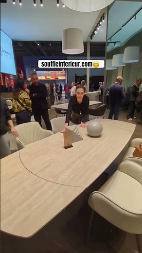 ￼Souffleinterieur.com - Table à manger extensible en céramique travertin - Grande Kheops - Akante