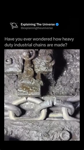 Explaining The Universe on Instagram: "Chains are linked series of metal rings or loops that are connected to form a flexible, strong line. They are used in countless applications, from lifting heavy objects with cranes to securing bicycles or anchoring boats. The strength of a chain depends on the material (usually steel or alloy), the thickness of the links, and the way the links are shaped and welded. Chains can be roller chains for machinery, anchor chains for ships, or decorative chains in 