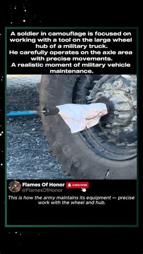 Soldier Working on Massive Truck Wheel Hub #military #army