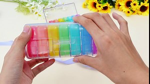 Barydat Extra Large Weekly Pill Organizer 2 Times a Day 7 Day Portable Pill Box with Dual Protection Design for Pocket Rainbow Pill Container Case for Medication Vitamin Fish Oil Supplement(12 Pack)