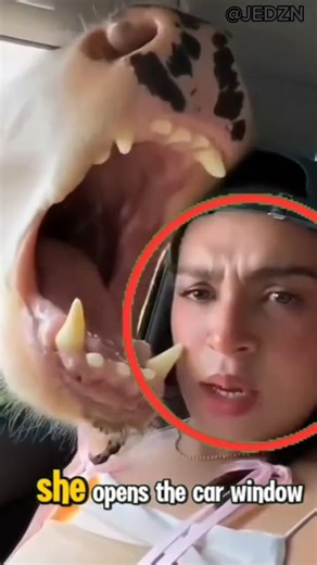 She opened the car window… big mistake 🐄🎂😂