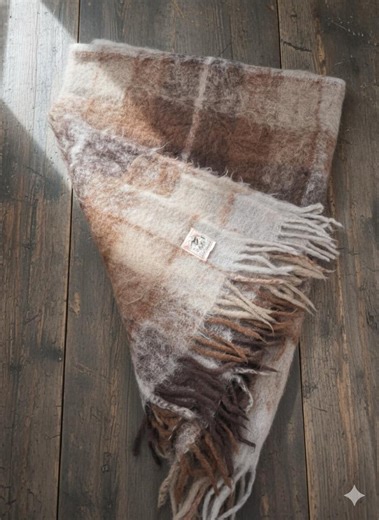 Vintage Wool Mohair Throw Blanket | Brown Tartan Plaid | Warm Rustic Cabin Home Decor - Etsy