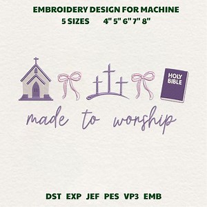 Make to Worship Machine Embroidery File, Coquette Christian Bow Embroidered File, Christian Quote Digital, Instant Download - Etsy